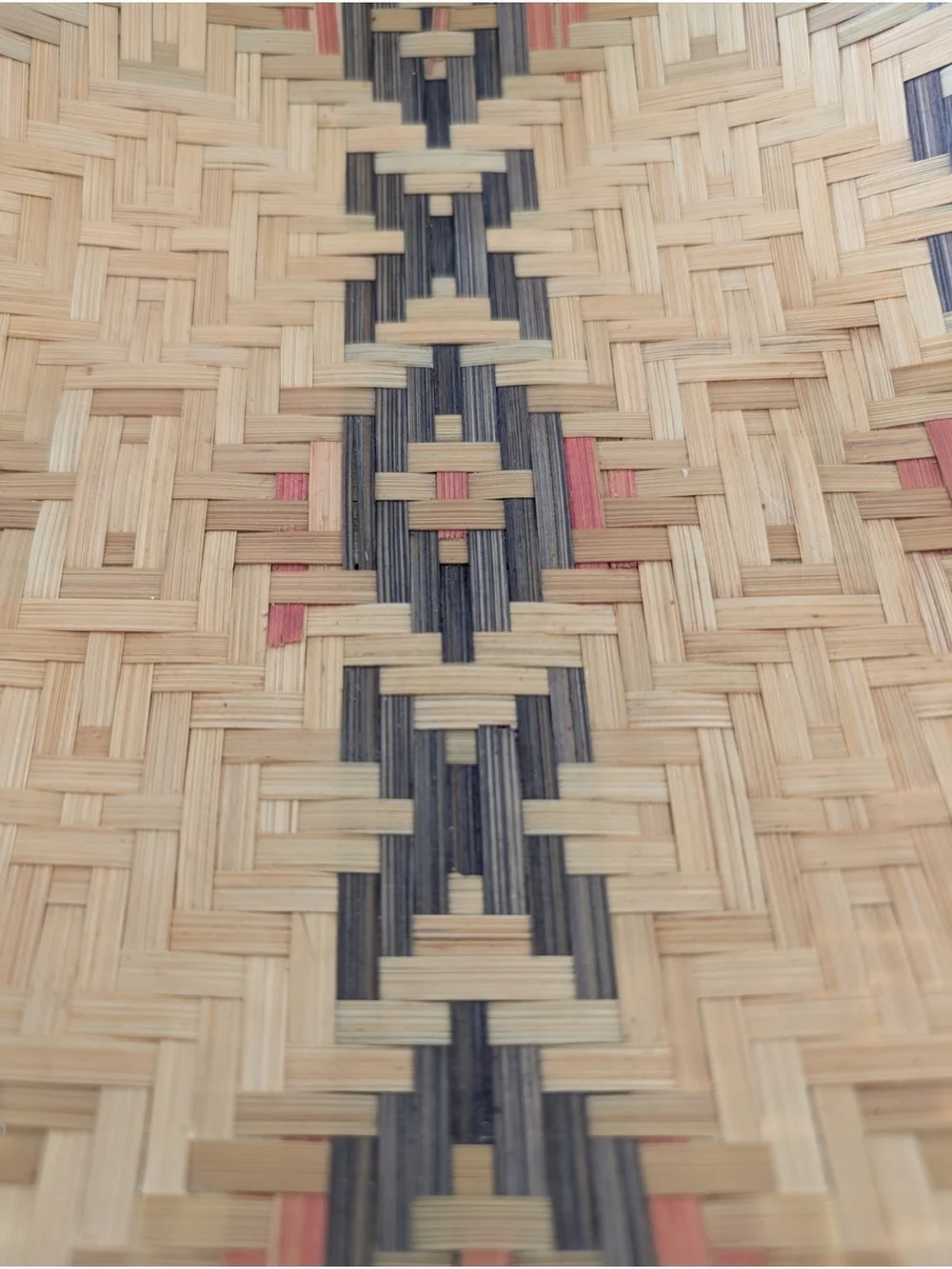 Vintage Southeast Asian Woven Hexagon Straw Basket Tray